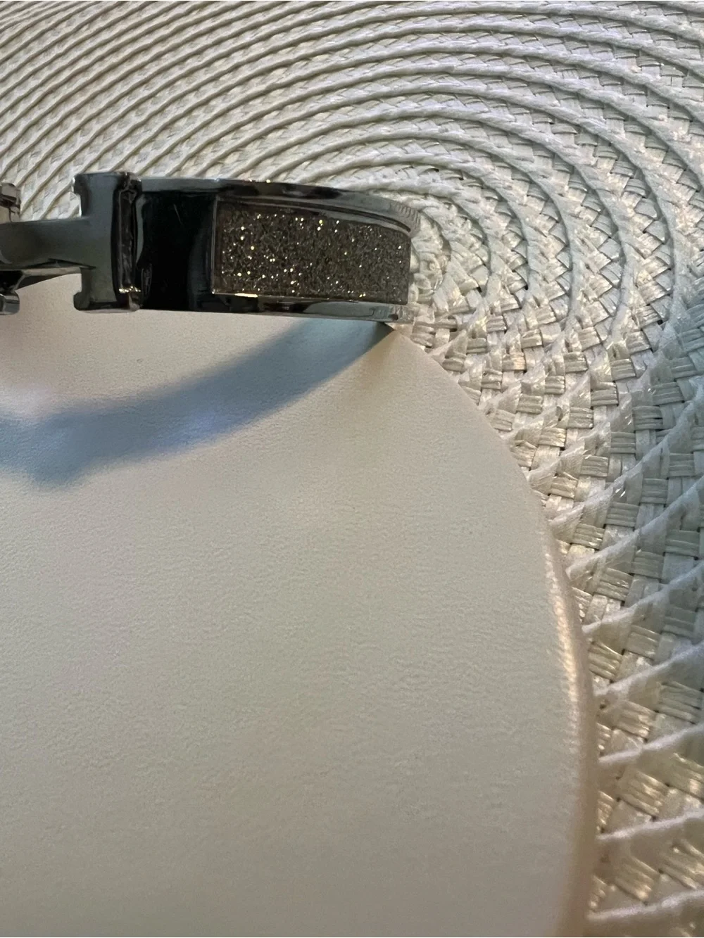 Vintage Silver Sparkly H-shaped Metal Designer Bracelet